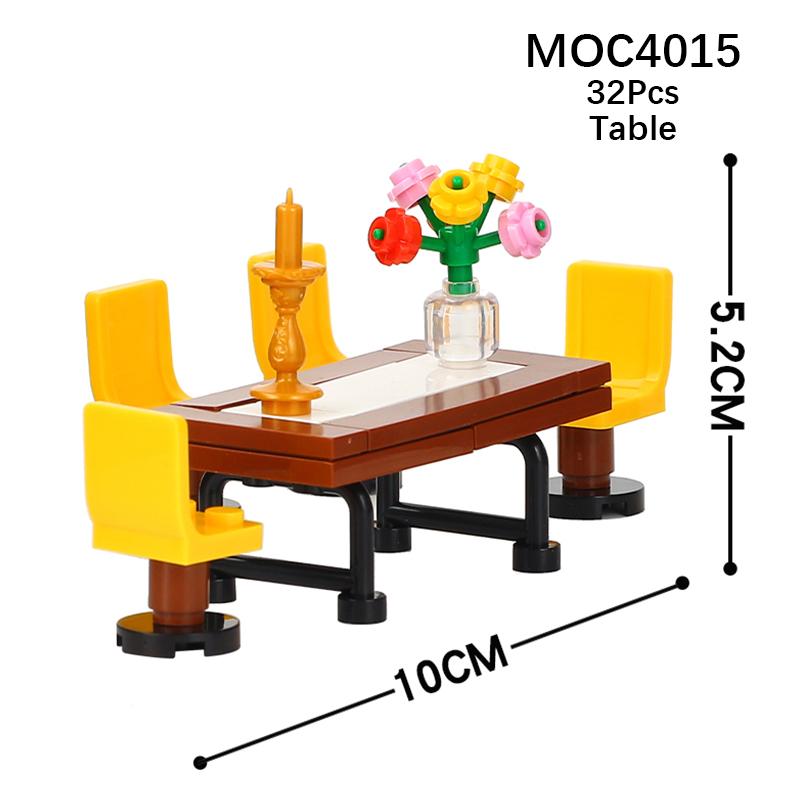 Город Фигурки Мебель Набор Игрушки Модель MOC Кирпичи Детская коляска Стол Диван Кровать Пианино Кухня Ванная Строительные блоки Подарок