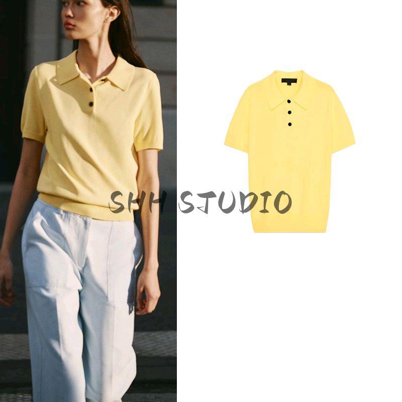 Spring New Women's Clothing Sports Style Casual Knitting Polo Shirt Collar Short Sleeve Minimalist Tops 2142019
