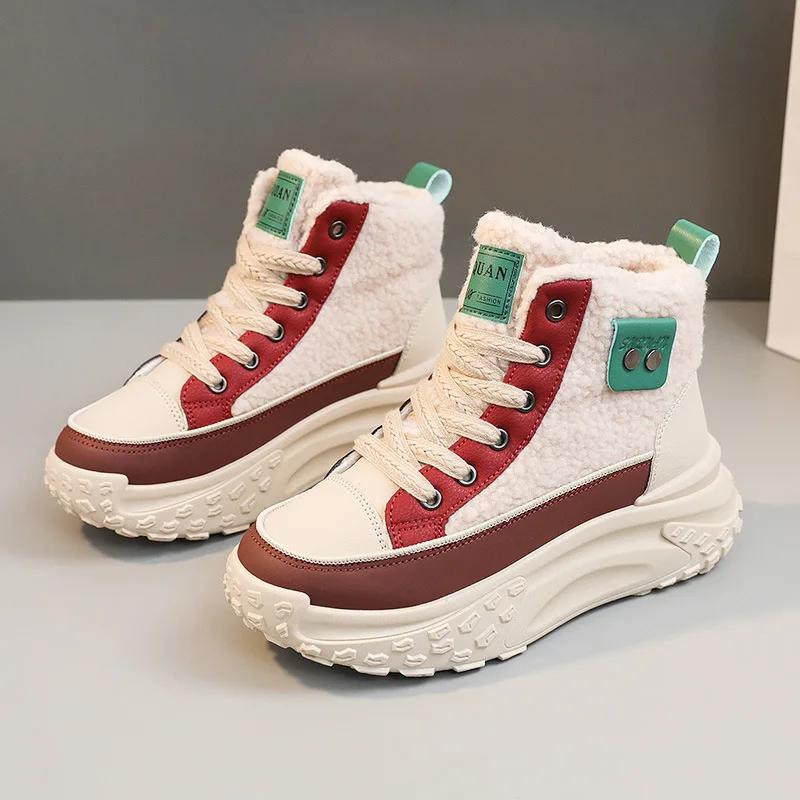 Luxury Snow Boots Women's 2024 Winter New Velvet Thickened High Top Sports Cotton Shoes Thick Sole Student Casual Cotton Shoes