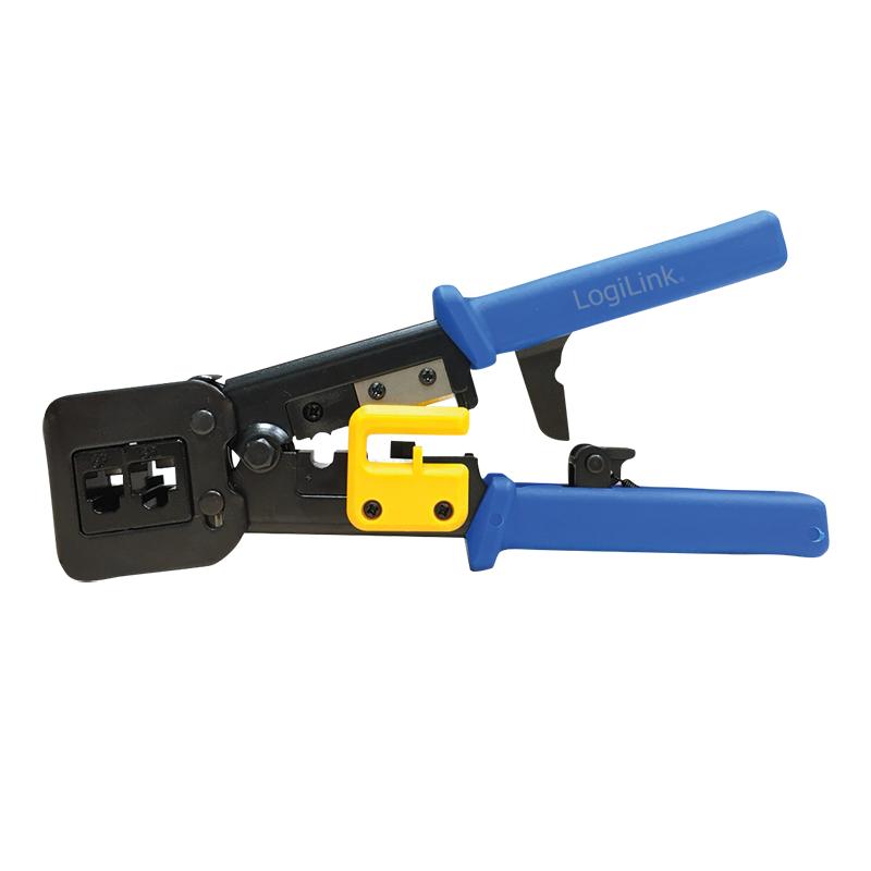 LogiLink RJ45 RJ11 RJ12 Crimp Tool with Pass Through Cutter For CAT5/CAT6/CAT7 Cables