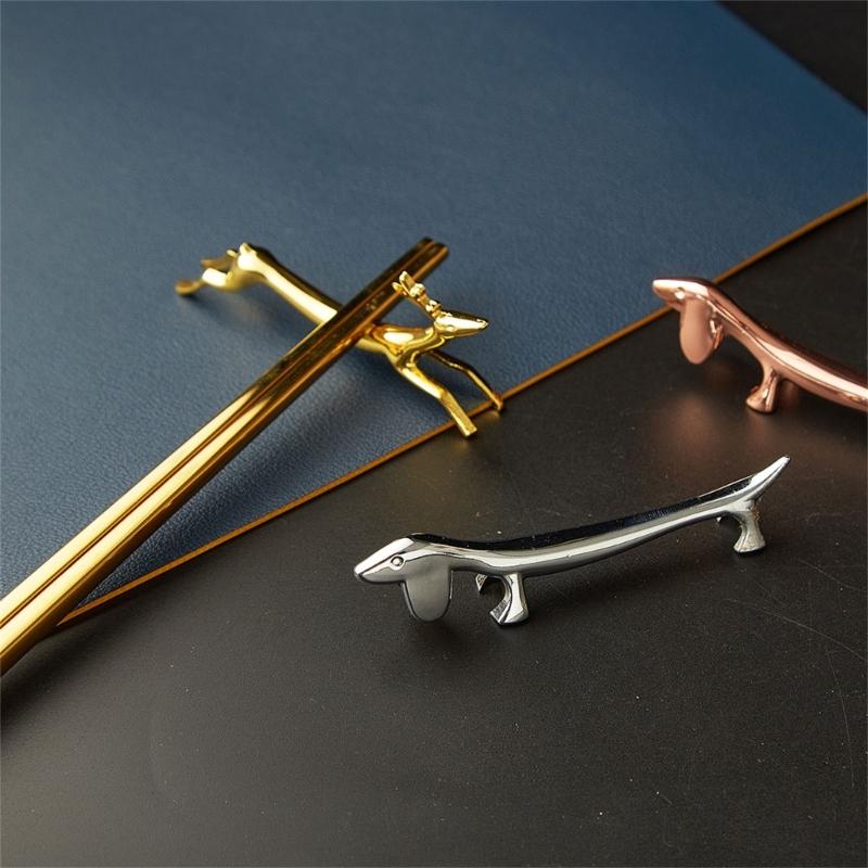 Convenient Zinc Alloy Sausage Dog Chopstick Stands Handy Dachshund Chopstick Stand Holder Durable Kitchen Accessories