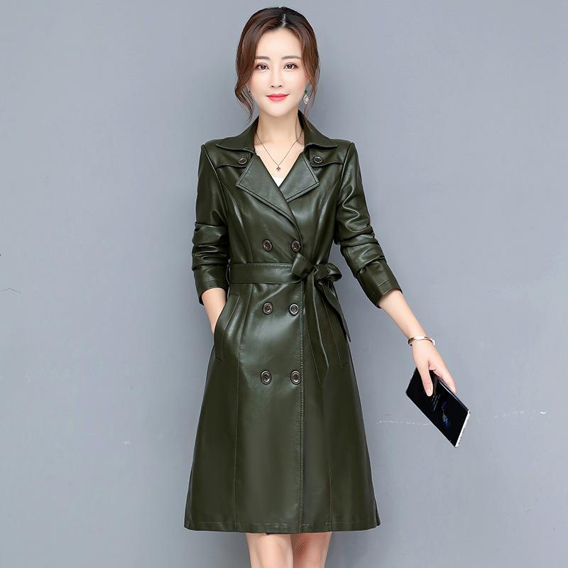Autumn and Winter New Cotton Leather Coat Women's Mid Length Fashion Imitation Sheepskin Windbreaker Large Motorcycle PU Leather Coat