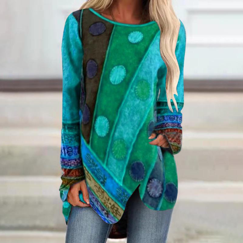 Retro European & American Women's Irregular Loose Long-Sleeve Tops - 2021 Autumn Collection