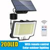 Солнечное наружное освещение с дистанционным управлением 200 светодиодов Освещение лампы на солнечной энергии Автоматическая зарядка Датчик движения Освещение Разделенный корпус