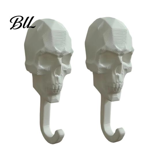 Creative Towel Hook 2Pcs 3D Printed Skull Wall Hook, Gothic Dark Mounted Hanger, Geometric Personalized Pendant Key Hat Storage for Bathroom Entryway