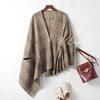 Корейский модный дизайн, плащ Sense, клетчатое шерстяное пальто нерегулярной формы, женское весенне-осеннее новое топ с v-образным вырезом, шаль, женский кардиган