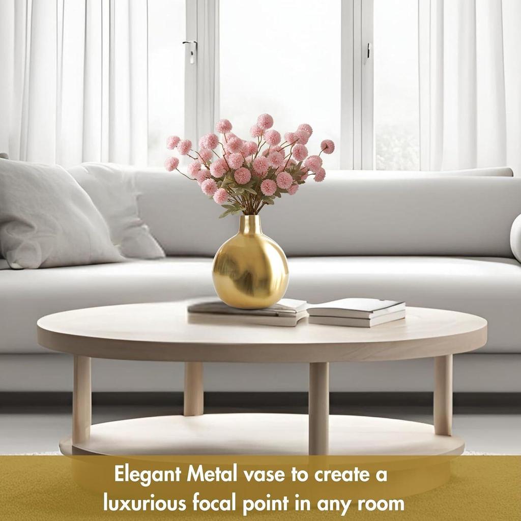 Металлическая ваза для цветов для домашнего декора, гостиной, офиса, свадьбы | Настольный декоративный элемент для фестивалей, дня рождения, золотая ваза, 1 шт. (Цветок в комплект не входит)