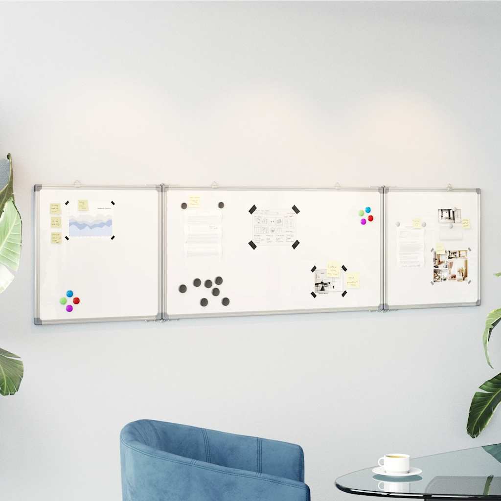 Magnetic Whiteboard Foldable 200x50x1.7 cm Aluminum