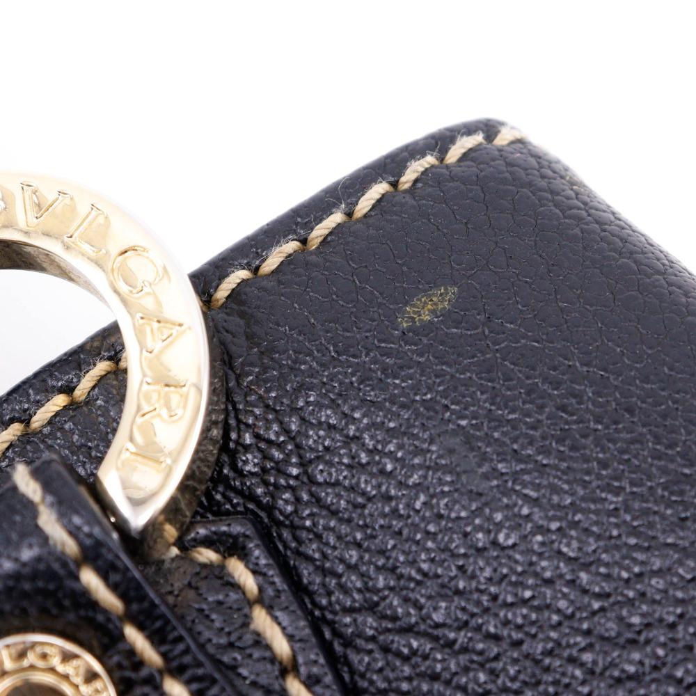 BVLGARI Maxi Rettale Handbag 2WAYShoulder black leather Women Used