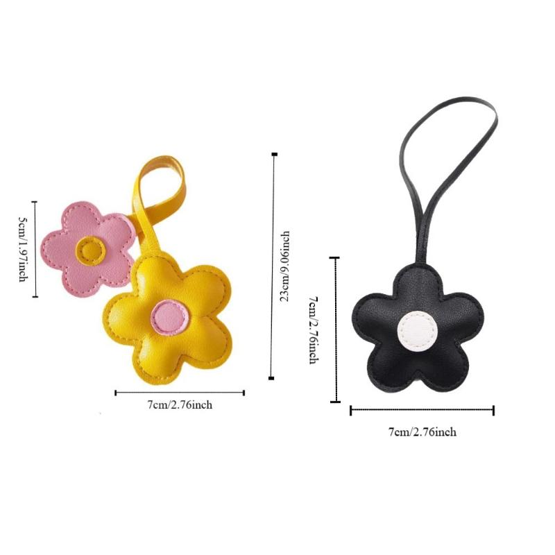 Contrasting Sunflower Bag Pendant PU Leather Bag Pendant Five Petal Flower Keychain Women