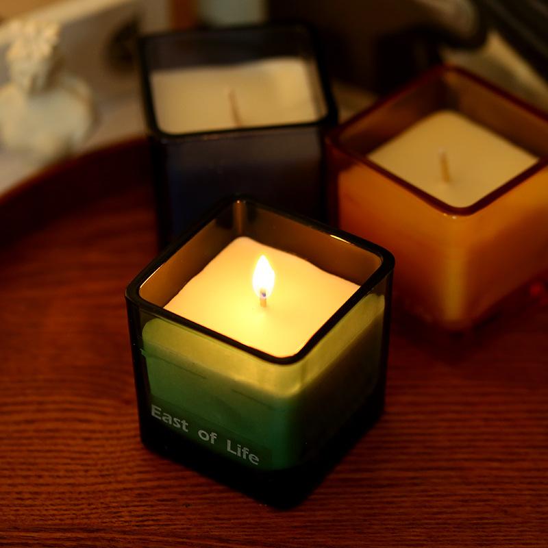 DIY Handmade Soy Wax Square Cup Aromatherapy Candle Romantic Incense Candle Proposal Candle Candle Dinner Birthday Party