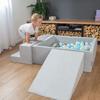 KiddyMoon Foam Playground for Kids with Square Ballpit (300 Balls Balls 7cm/2.75in), Lightgrey:white/grey/mint