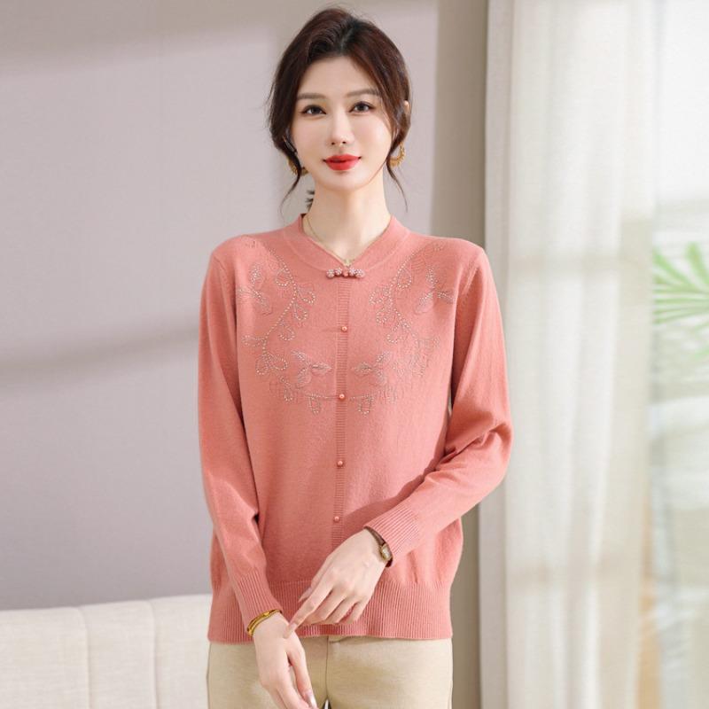 Middle-aged and Old Women's Clothing Spring and Autumn Temperament Sweater New Mother Autumn Knitted Sweater Fashion Bottoming Shirt