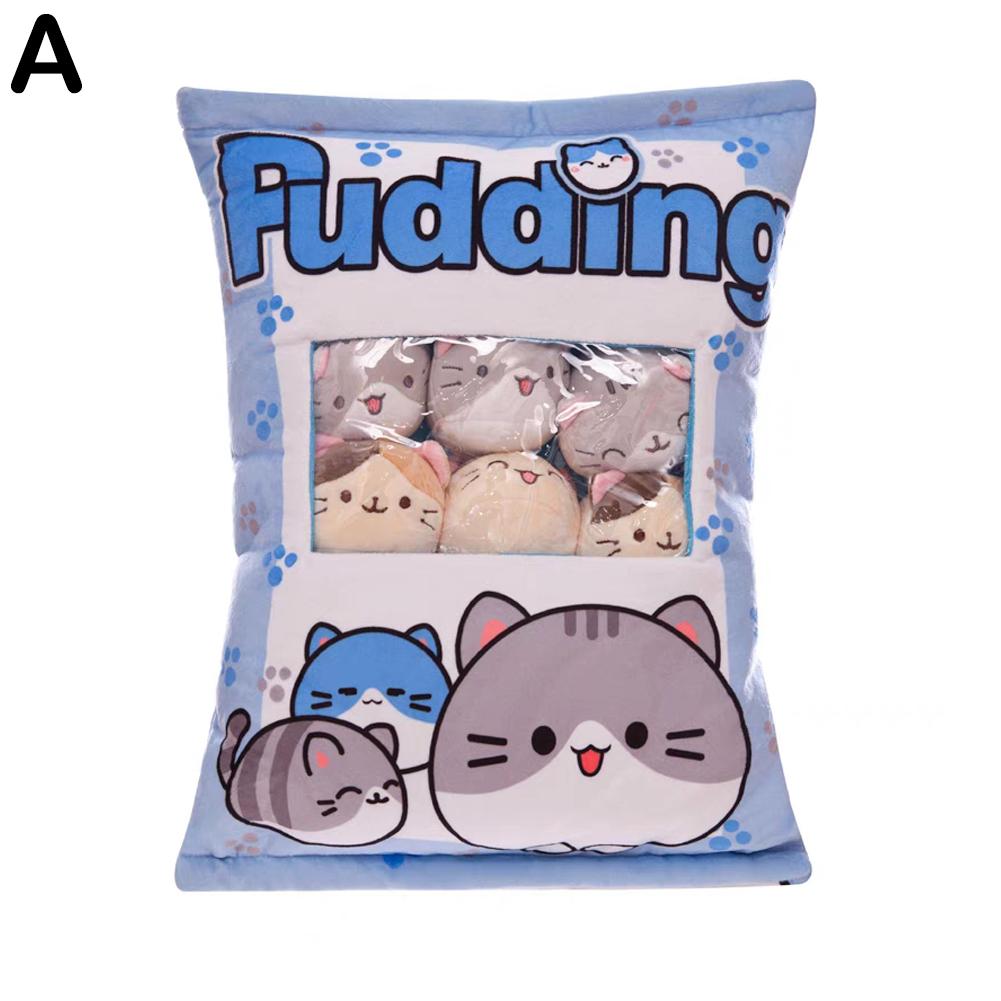 Creative Cat Snack Pillow Pudding Decorative Stuffed Dolls With Cat Pudding Kawaii Toy Cute Plush Plush Pillow Animal Gifts New