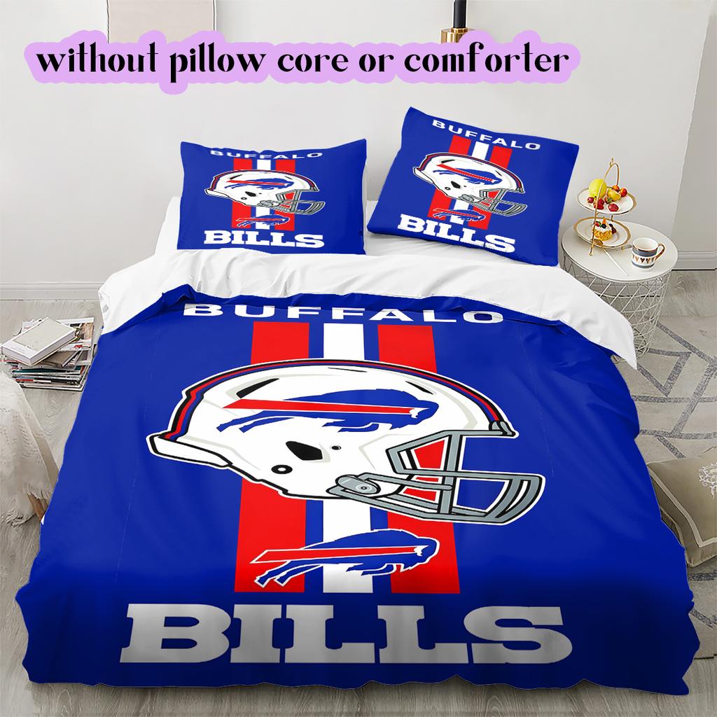 football Logo Pattern Bedding Quilt Set Quilt Cover Pillowcase Home Decoration Birthday Gift (1*duvet cover+ 2*pillowcase, without core)