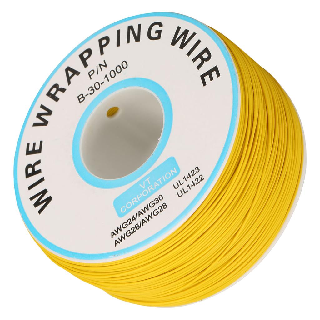 1 рулон обмотки провода одинарная медная жила кабеля 30AWG диаметр сердечника 0,25 мм (желтый)