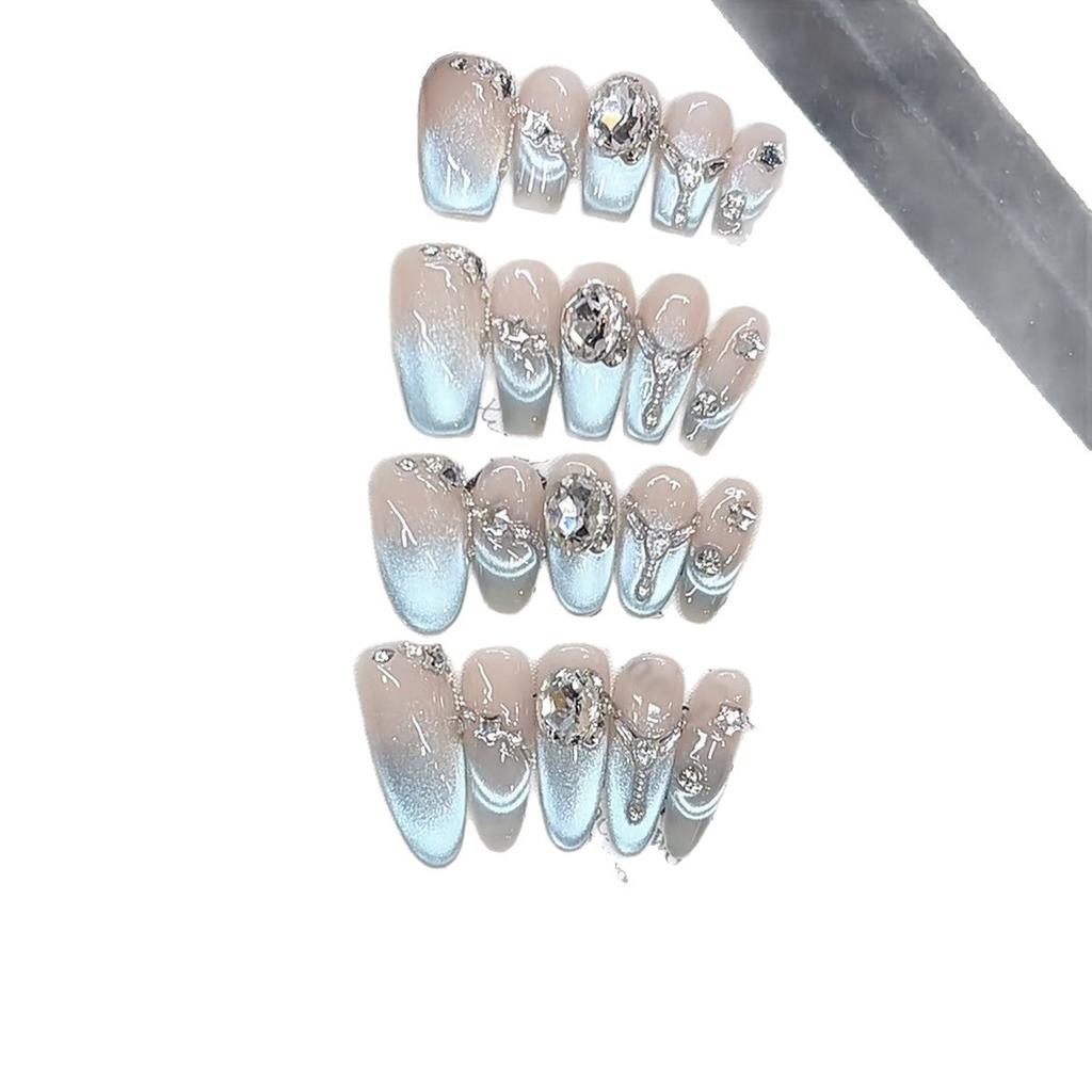 Плетеный вручную Броня Весна-Лето Новый Светло-голубой Циркон Голубой Кошачий глаз Высококлассная наклейка для маникюра