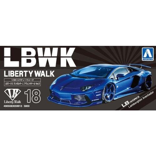 Aoshima Bunka Kyozai (AOSHIMA) 1/24 Liberty Walk Series No. 18 LB Works Lamborghini Aventador Ver. 2 Plastic Model