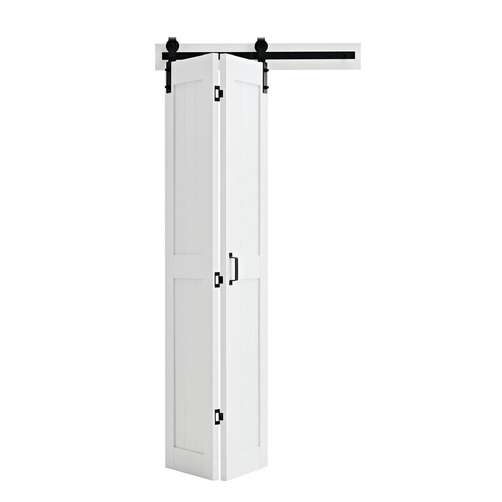 Bifold Barn Door, 914 x 2134 mm, MDF Bi-Fold Sliding Closet Doors, Hardware Kit Included, H-Frame Space-Saving Design, Need to Assemble, for Bedroom,