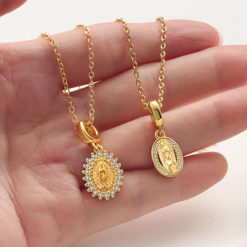 Low Price High Quality Hip Hop Waterproof Dull Religious Catholic Christian Mary Pendant Necklace for Women Gifts