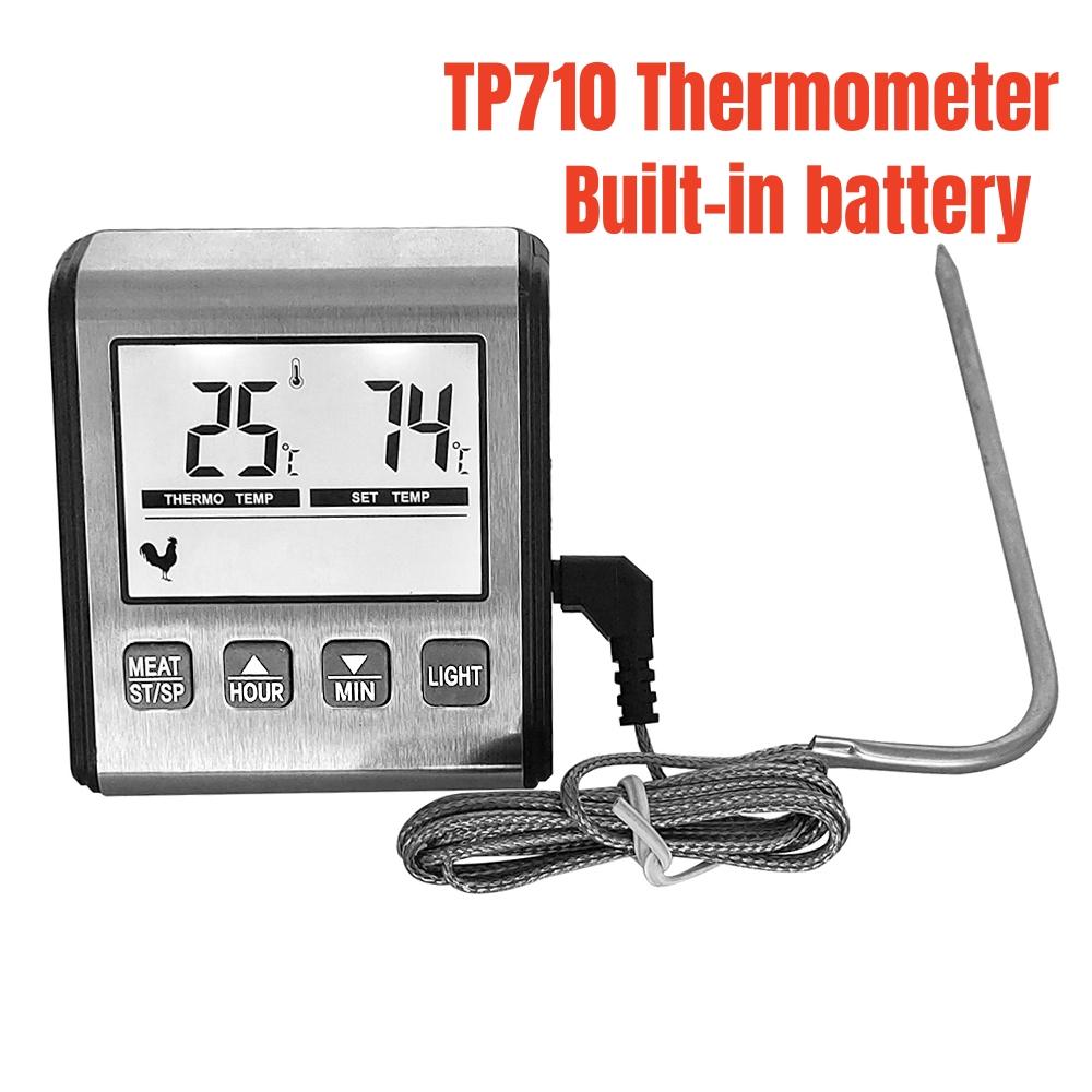 Digital Thermometer with Stainless Steel Probe Alarm Kitchen Meat Timer Temperature Meter Measurement for Oven BBQ Grill Cooking