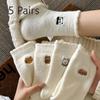 5 пар толстых женских флисовых термоносков на осень и зиму, носки из норкового флиса с бантом, пушистые зимние женские носки, модные кружевные носки
