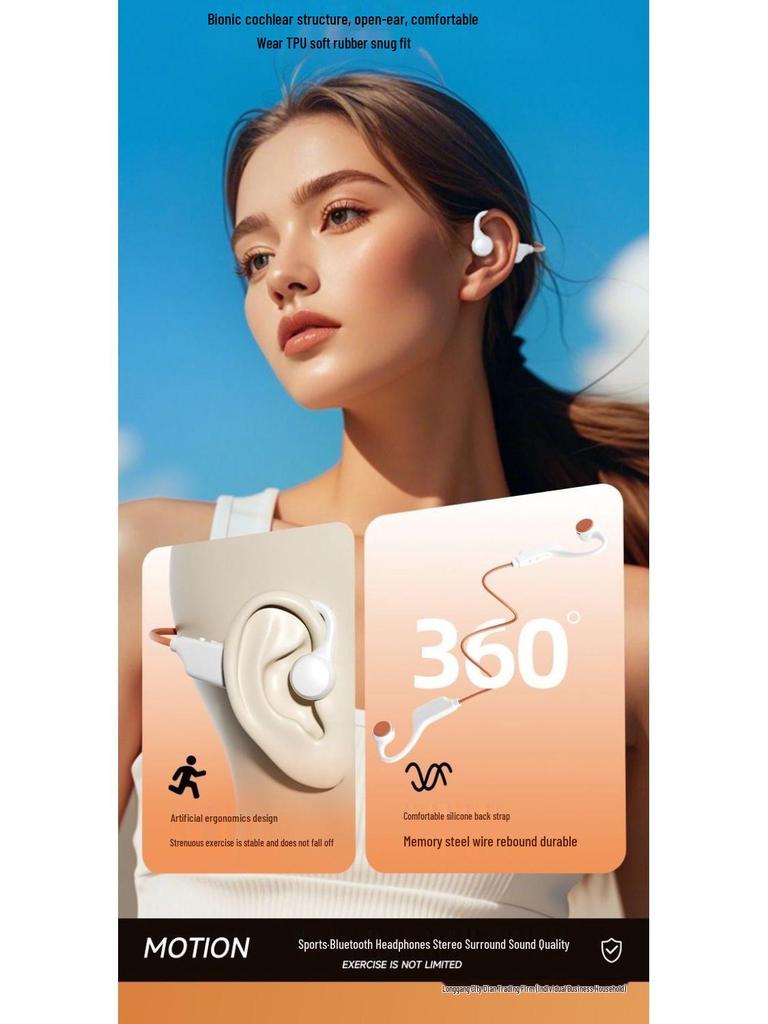 2025 Костно-проводные Bluetooth-наушники для спорта: Безболезненный заушный крючок, Долгая работа от батареи, Слот для карты