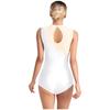 Womens Gymnastics Leotard Sleeveless Back Hollow Out Mesh Patchwork Rhinestone Bodysuit One-piece Dancewear