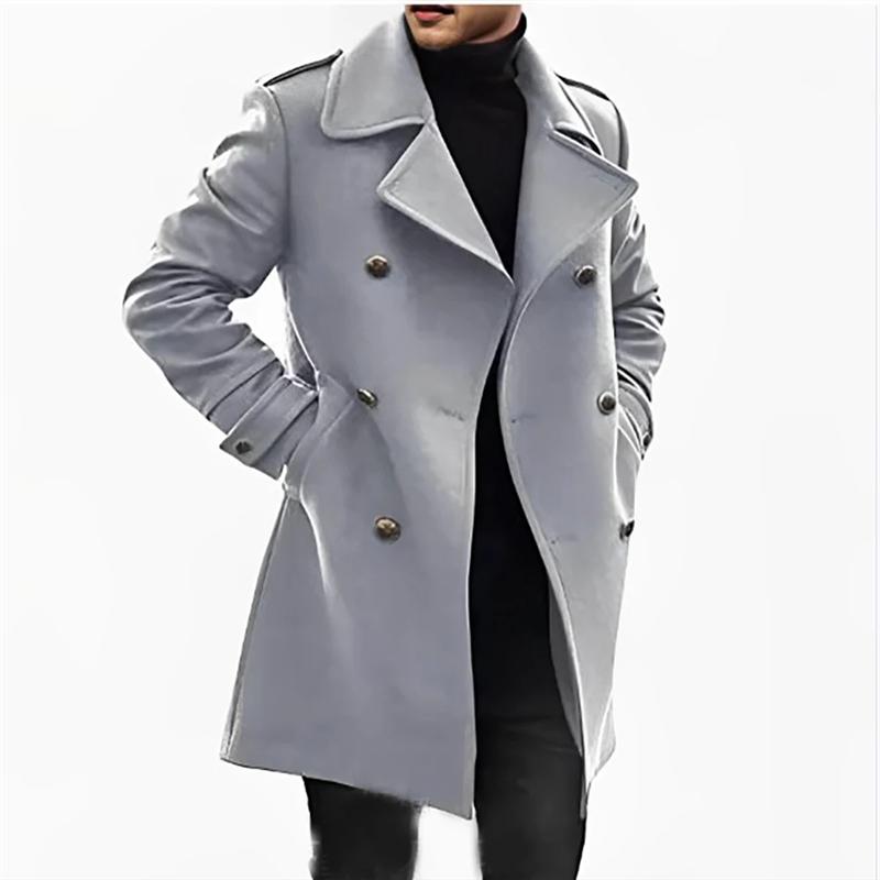 Autumn Winter Men's Woolen Coats Fashion Thick Turn Down Collar Casual Wool Blends Outerwear Coats Men