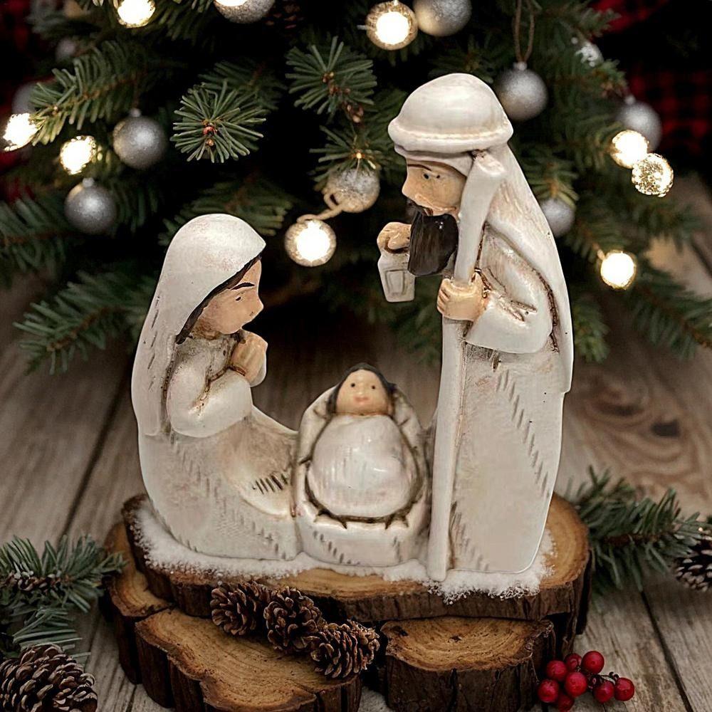 Decorative Christmas Manger Ornaments Cartoon Religious Resin Statue Living Room