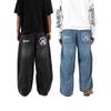 RogueWave Street Fashion Brand Wide Leg Jeans Y2K Hip-hop Retro Simple Print Loose Gothic Harajuku Horn Pants Ripped Jeans