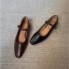 Retro Ballet Flat Shoes Women's Pleated Word with Mary Jane Shoes Temperament Low Heel