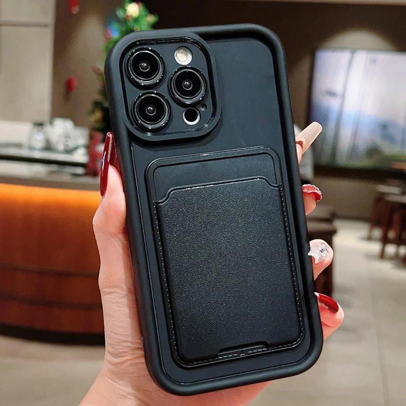 Роскошный силиконовый кошелек-чехол для телефона для iPhone 17 16 15 14 13 12 11 Pro Max Plus X XR XS Слот для держателя карт Ударопрочная задняя крышка