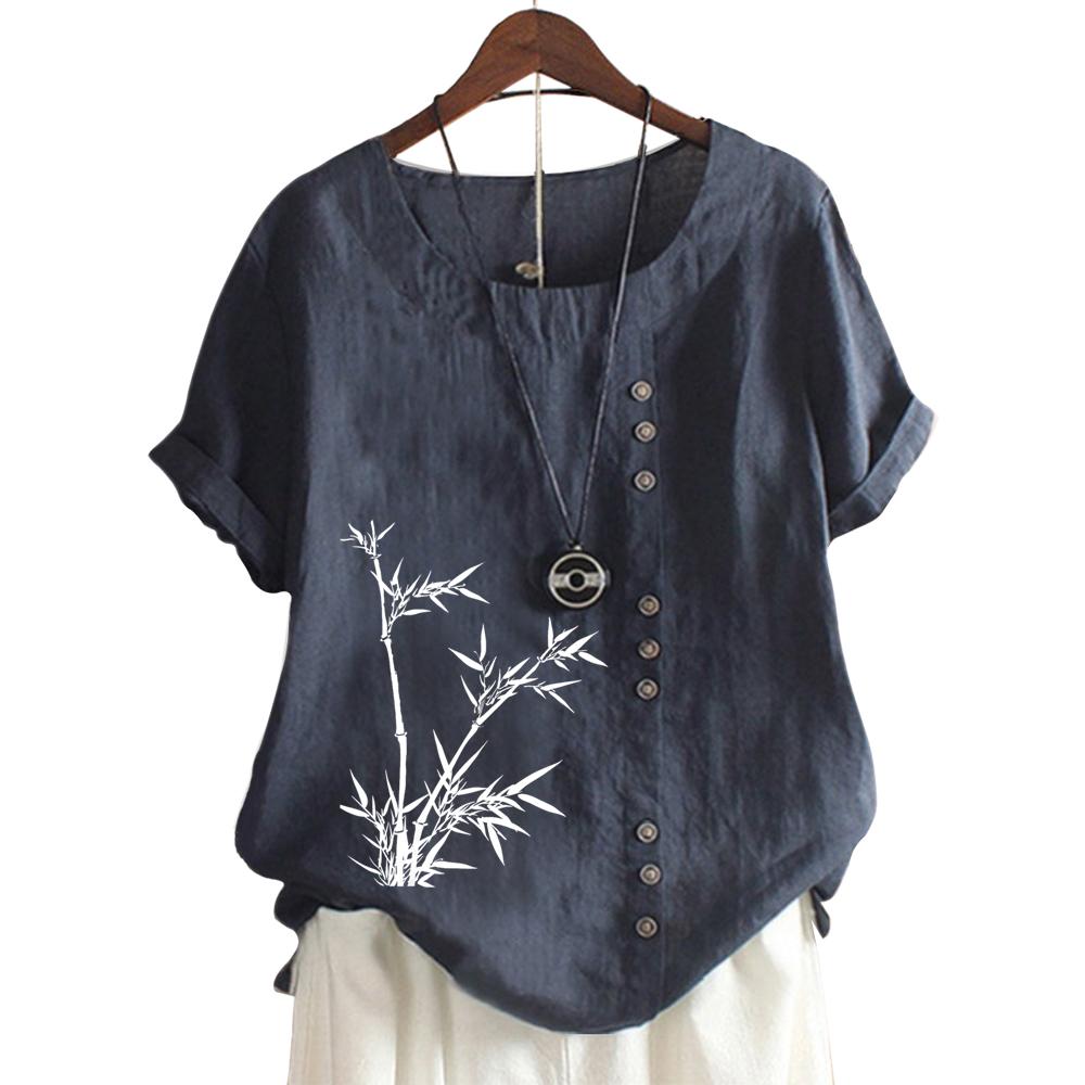 Модный женский хлопковый топ с короткими рукавами, 11 яркими цветочными принтами и круглым вырезом