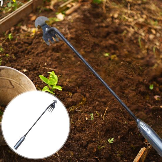 Инструмент для прополки сада, 4-зубчатый съемник для сорняков с длинной ручкой, металлический ручной инструмент для прополки, легкое удаление, уход за газоном, товары для дома