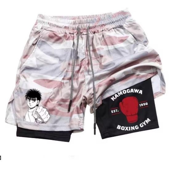 Anime IPPO Muay Thai Kick Boxing UFC MMA Mixed Marcial Art Shorts Anime Men Women Unisex Double Layer Quick Dry Breathable Sport Gym Fitness Workout