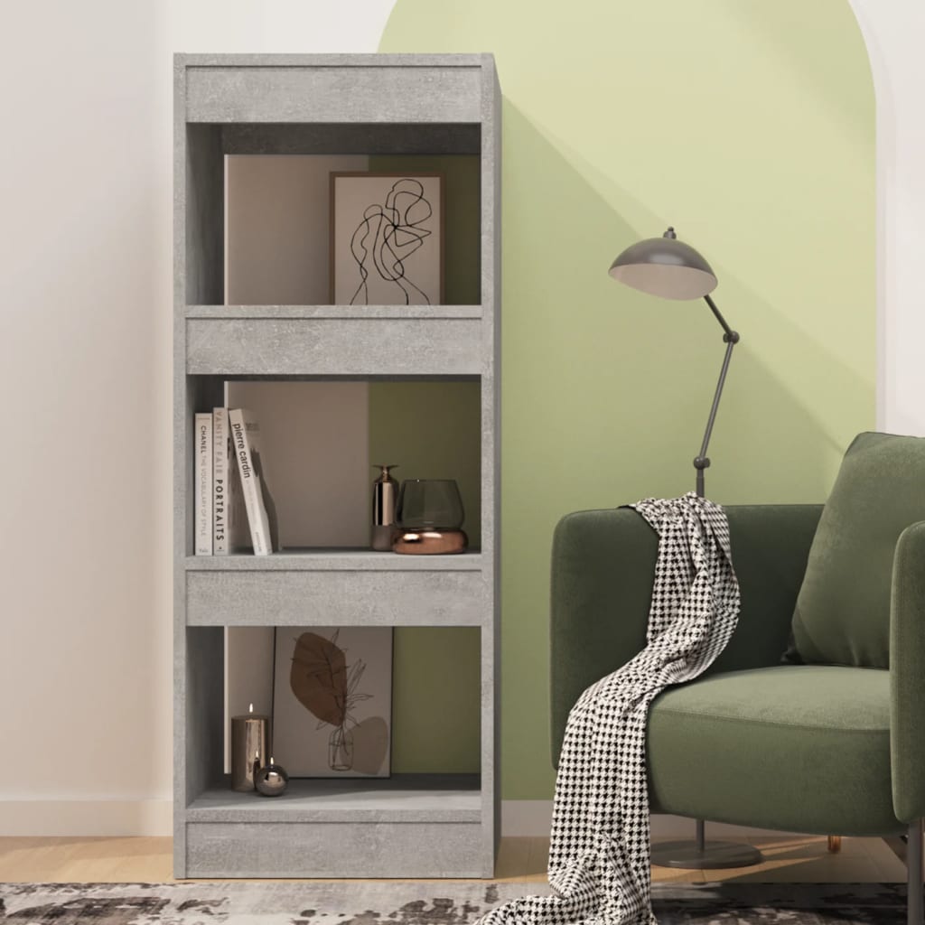 Bookshelf Room Divider Concrete Grey 40 x 30 x 103 cm Wood Based Material