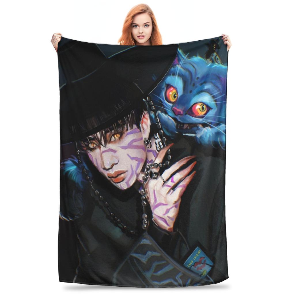 Kpop Demon Hunters Zoey Huntrix Blankets Coral Fleece Plush Super Soft Throw Blanket for Bedding Couch Bedroom Quilt