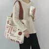 Винтажная симпатичная сумка через плечо в японском стиле из холста для женщин, большая вместительная сумка для студенческих книг с иллюстрацией корейских элементов