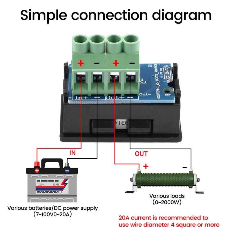 DC7V~100V 20A 50A Voltage Ammeter LED Digital Display High Precision Voltmeter Real Time Monitoring Electrical Instruments