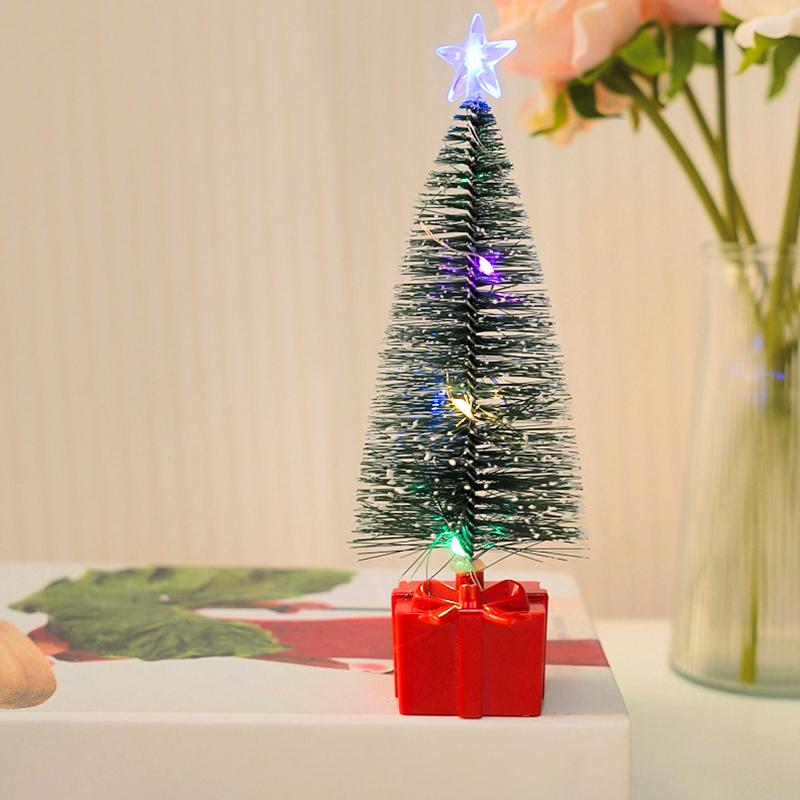 1 шт. Ночник Новогодняя вечеринка Рождественская елка Мини Разноцветный Светящийся Рождественская елка Сделай сам Домашний декор Свечи Лампы Украшения Светодиод
