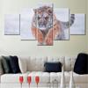 5 Pieces Canvas Wall Arts Animals Poster And Picture Painting Siberian Tiger Snow Winter Wallpaper Home Decor Living Room Mural No Frame