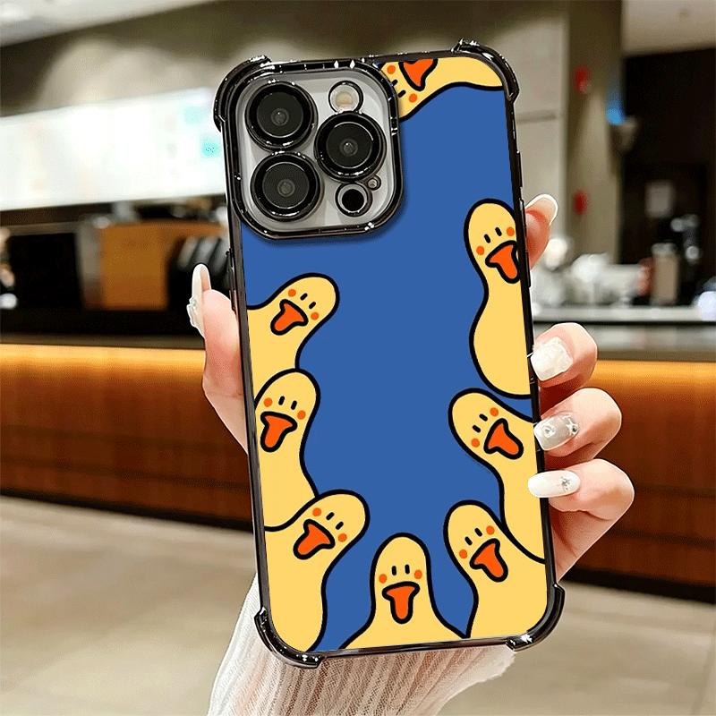 Мультяшная Милая Утка Мягкий Чехол Для Телефона Для iPhone 15 16 17 Air 14 Pro Max 16E Plus 13 12 Mini Покрытие Защита от Падения Fundas