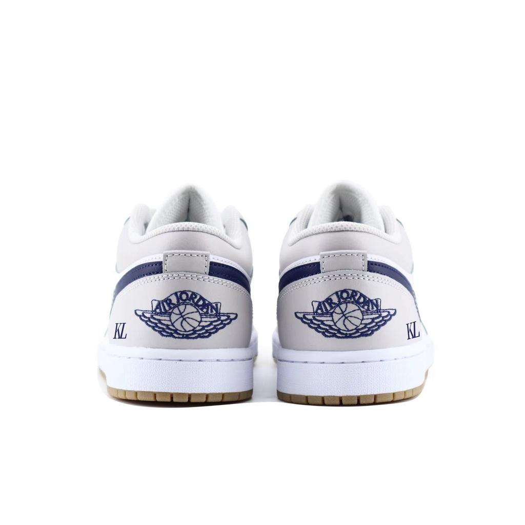 Jordan Air Jordan 1 Амортизация Нескользящая Низкие Винтажные Баскетбольные Кроссовки Унисекс Серый Белый 553558-146(Команда676-)