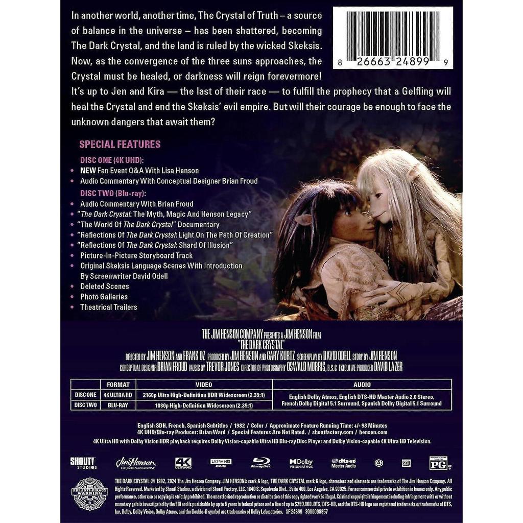 The Dark Crystal (Steelbook)  [ULTRA HD BLU-RAY REGION: A USA] Ltd Ed, Steelbook, 4K Mastering USA import