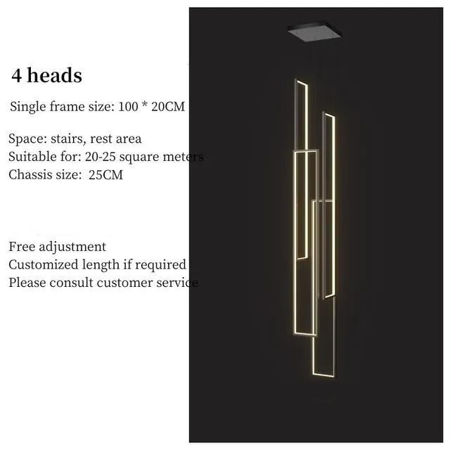 Современная минималистская люстра для лестницы, геометрическая прямоугольная светодиодная люстра, скандинавская роскошь, дуплексное чердачное освещение, бытовая техника