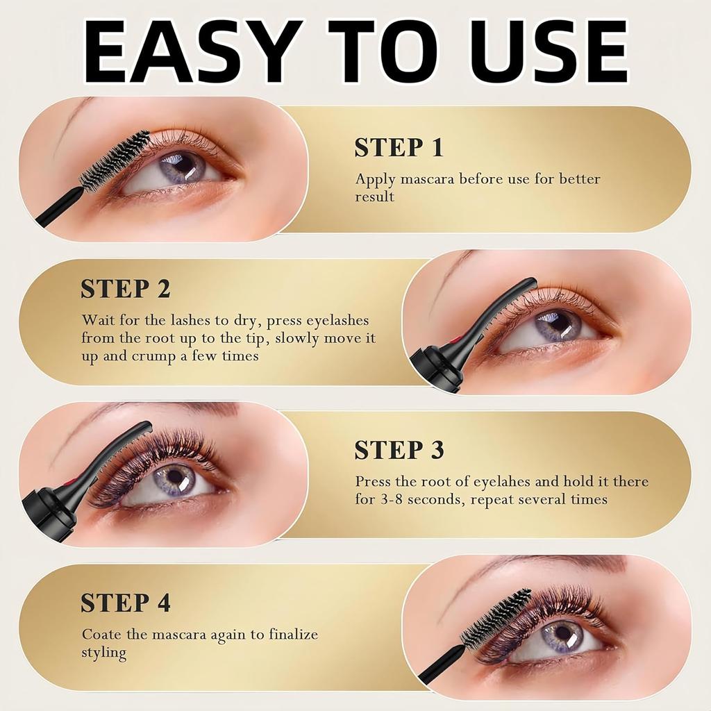 Heated Eyelash Curler, Heated Lash Curler with Led Display Electric Eye lash Curler 3 Temp Settings for Makeup Tools for Achieving A Natural Curl and