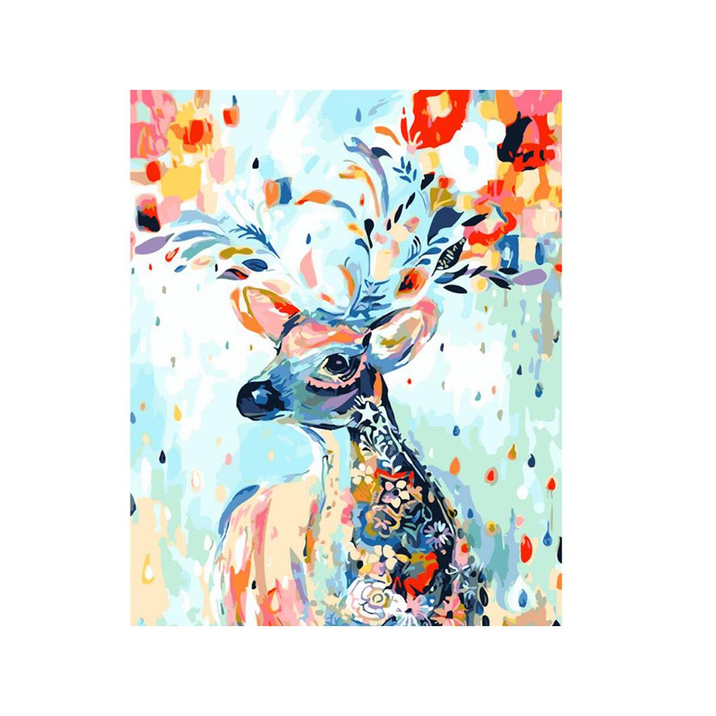 Paint by DIY Painting Colorful Animal Wall Mounted Frameless Canvas Painting Digital Picture