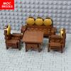 MOC Кирпичи Классический Диван Мини Мебель Диван Стол Город DIY Строительные Блоки Аксессуары Наборы Игрушки Детские Образовательные Подарки