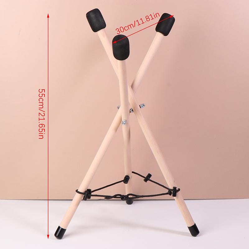 10-15" Percussion Instrument Adjustable Solid Wood Triangle Drum Stand For Steel Tongue & Hand Drums